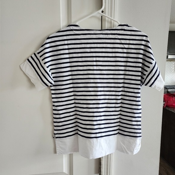 J. Crew Swingy Striped Poplin Lace Up Sailor T-Shirt - Picture 4 of 6